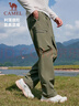 駱駝（CAMEL）加絨工裝男褲寬松直筒戶(hù)外防潑水運動(dòng)褲 J15CAYL6023 湖茶綠 XXXL 曬單實(shí)拍圖