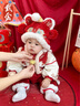 優(yōu)奇嬰兒拜年服冬裝連體衣寶寶新年衣服冬季新生幼兒冬天保暖喜慶棉服 紅色喜慶拜年服+帽子 80cm 曬單實(shí)拍圖