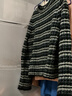 茵曼（INMAN）復古撞色條紋毛衣2026春季女裝新款寬松短款長(cháng)袖上衣 黑綠色 M 曬單實(shí)拍圖