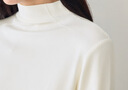 伊芙麗（eifini）伊芙麗絞花浮雕工藝堆堆領(lǐng)綿羊毛針織打底長(cháng)袖T恤2025秋季新款女 云舒白 堆堆領(lǐng) S 80-100斤 曬單實(shí)拍圖