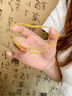 中國珠寶盤(pán)纏碎金子黃金手鏈女士足金三圈手串新年情人節禮物送女朋友老婆 足金盤(pán)纏金珠手鏈+品牌禮盒 金重約3.4g 克重多退少補（聯(lián)系客服） 曬單實(shí)拍圖