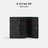 蔻馳（COACH）【禮物】【專(zhuān)享直降】奧萊男士經(jīng)典標志零錢(qián)錢(qián)包老花卡包證件包 QB/炭黑色/黑色 曬單實(shí)拍圖