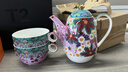 T2繁花似錦茶壺茶杯碟套裝子母壺茶杯 描金骨瓷茶具 澳洲進(jìn)口禮物 繁花似錦1壺2杯(綠紫色-雛菊) 茶壺420ml+杯子150ml(關(guān)注店鋪送禮盒) 曬單實(shí)拍圖