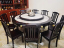 泰歆斯實(shí)木餐桌椅組合新中式巖板餐桌家用大圓桌飯桌電磁爐圓形火鍋桌 胡桃色 1.3米 餐桌+轉盤(pán)+6椅 曬單實(shí)拍圖