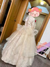 瑞米舒女童禮服冬季高端輕奢小眾主持人女孩生日公主裙兒童鋼琴演奏演出 香檳色 160 曬單實(shí)拍圖