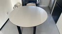 上林春天實(shí)木餐桌椅組合 意式極簡(jiǎn)巖板餐桌可伸縮折疊小戶(hù)型家用圓桌子 【格調黑】純白巖板+羊角椅*4 135cm *85cm*75cm【直邊款】 曬單實(shí)拍圖