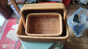 越南進(jìn)口藤編收納筐桌面長(cháng)方形玩具零食田園收納籃編織出口 小方筐三件套 曬單實(shí)拍圖