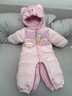巴拉巴拉嬰兒羽絨服連體衣寶寶冬裝哈衣爬服保暖撞色萌趣可愛(ài)時(shí)尚 粉色小貓-白鴨絨 90 cm-充絨量107g 曬單實(shí)拍圖