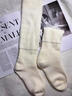 都市麗人小腿襪子秋冬季女士純色棉襪韓版加厚中長(cháng)筒襪白色黑色堆堆襪 兩雙裝：2奶白 【無(wú)骨堆堆襪】 均碼 【不易起球|高彈不勒腳】 曬單實(shí)拍圖