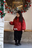 硯臺家童裝男童紅色棉衣外套冬裝棉襖女寶寶衣服棉服兒童過(guò)年拜年服 紅色 貓咪款 100 曬單實(shí)拍圖