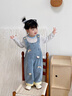 班喜迪女童背帶褲春裝2026新款寶寶休閑褲春秋彎刀褲兒童牛仔褲春季褲子 牛仔藍 90 曬單實(shí)拍圖