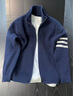 啄木鳥(niǎo)2026春季新款立領(lǐng)開(kāi)衫毛衣男士秋冬酷帥外套三條杠針織衫上衣服男 6015藏青色 L 【建議120-140斤】 曬單實(shí)拍圖