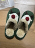 細細條（XIXITIAO）一家三口毛毛鞋男女冬季創(chuàng  )意可愛(ài)圣誕麋鹿親子包頭棉拖鞋 深綠色【軟萌麋鹿】 38-39【適合36-37的腳】 曬單實(shí)拍圖