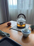 塔馳密司（touchmiss）日式耐熱玻璃煮茶壺蒸茶壺提梁壺煮茶器電陶爐家用簡(jiǎn)約 蒸煮壺 木紋把 曬單實(shí)拍圖
