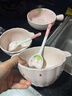 少女心草莓雙耳碗勺加厚湯碗沙拉碗飯碗家用碗高顏值釉下彩餐具 淺粉草莓雙耳碗（1碗1勺） 2件套 曬單實(shí)拍圖