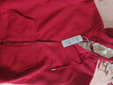 班尼路（Baleno）酒紅色連帽羊羔毛外套女本命年馬年加絨厚保暖開(kāi)衫衛衣女裝上衣服 曬單實(shí)拍圖