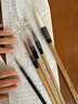 戴月軒北尾狼毫大中小楷狼毫毛筆 三墳記書(shū)譜禮器碑寒食帖圣教序瘦金體蜀素帖 正楷書(shū)行楷章草 大中小各一支，僅毛筆三支 狼兼毫，筆桿稍細 曬單實(shí)拍圖