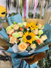 艾斯維娜鮮花速遞向日葵混搭花束生日禮物全國同城配送 向日葵香檳韓式花束 曬單實(shí)拍圖