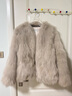 MSBEAST野獸小姐 芬蘭進(jìn)口整皮狐貍坎毛三角領(lǐng)皮草外套女冬季丨侘寂北島 米杏色 M 曬單實(shí)拍圖