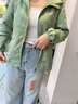 沖鋒衣女外套春秋韓版2026寬松大碼短款新款休閑外套防風(fēng)連帽夾克 淺綠色 L 建議101-120斤 曬單實(shí)拍圖