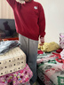芭菲悅初中生12-15歲女孩本命年衣服女大童冬裝套裝紅色加絨加厚兩件套 披肩毛衣+加絨褲子 160 曬單實(shí)拍圖