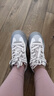 特步（XTEP）華夫鞋板鞋女鞋春夏季新款潮流百搭休閑老爹鞋子韓版厚底運動(dòng)鞋女 帆白/鴿子灰/素雅灰 華夫鞋 35 曬單實(shí)拍圖