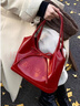 心楠高級感大容量紅色包包女2025新款秋冬單肩托特包輕奢小眾新娘婚包 紅色字母蝴蝶手提包 曬單實(shí)拍圖