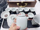 艾瑩嘉（Aiyingjia）汝窯功夫茶具套裝家用辦公茶壺蓋碗手工可養月白喝茶杯高檔禮盒裝 汝窯茶具套組-月白 曬單實(shí)拍圖