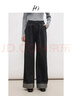 H's全棉翻邊闊腿牛仔褲女冬季新款巴恩風(fēng)松弛疊褶設計直筒褲子 牛仔黑 L 曬單實(shí)拍圖