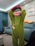 YIMENGTO伊門(mén)駝大嘴怪連體情侶睡衣女冬季珊瑚絨搞怪抽象頭發(fā)丑萌男士家居服套裝 新品（綠大嘴怪連體服） XL [推薦身高175-185體重160-180] 曬單實(shí)拍圖