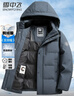雪中飛鵝絨羽絨服男士短款脫卸帽加厚保暖休閑商務(wù)秋冬外套男裝175 曬單實(shí)拍圖