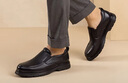 奧康（Aokang）男鞋套腳商務(wù)休閑皮鞋男士牛皮軟底一腳蹬皮鞋黑色41碼 曬單實(shí)拍圖