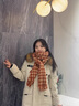 CHANEELR & KARITH圍巾女2025新款冬季千鳥(niǎo)格百搭女加厚保暖圍脖生日新年禮物送女友 紅色 曬單實(shí)拍圖