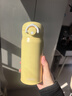 膳魔師（THERMOS）不銹鋼保溫杯大容量男女士?jì)和銛y水杯生日禮物團購定制JNR 櫻草黃 350ml 曬單實(shí)拍圖