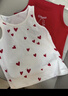 迷你巴拉（minibala）兒童背心女童寶寶棉彈印花打底衣新年紅色透氣2件裝 曬單實(shí)拍圖
