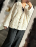 三吉黑花【歸宴】新中式小香風(fēng)外套亮片上衣2026新款今年流行加厚 奶白(毛絨內里) S 曬單實(shí)拍圖
