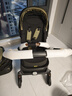 qborn白鹿新生兒小孩米色嬰兒車(chē)高景觀(guān)雙向輕便折疊寶寶兒童推車(chē)三合一 曜石黑+睡籃 曬單實(shí)拍圖