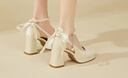達芙妮氣質(zhì)法式百搭瑪麗珍鞋女夏時(shí)尚新中式粗跟高跟淺口單鞋女 米色 37 曬單實(shí)拍圖