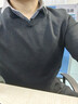 羅蒙假兩件針織衫男春秋長(cháng)袖休閑襯衫領(lǐng)加絨輕商務(wù)毛衣 黑色 L 曬單實(shí)拍圖