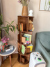 羅森（LUOSEN）純實(shí)木旋轉書(shū)架落地置物架360度收納儲物架4層胡桃 曬單實(shí)拍圖