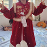蟻派女童拜年服連衣裙冬季唐裝漢服1-3-6歲8兒童新年服過(guò)年服寶寶裙子 紅色（包包+連衣裙） 120 碼 建議  (5-6歲左右) 曬單實(shí)拍圖