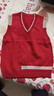 2026年春秋季新款馬甲女V領(lǐng)拼色毛衣寬松套頭背心坎肩針織衫上衣 2023紅色 L  【建議111斤-120斤】 曬單實(shí)拍圖