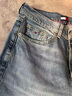 TOMMY JEANS26春夏新款男裝美式復古排扣門(mén)襟貓須淺色水洗錐形褲牛仔褲 牛仔藍1AB 29 曬單實(shí)拍圖
