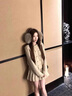 圣保美小香風(fēng)連衣裙女秋冬季2026新款小個(gè)子針織毛衣韓系穿搭短裙子套裝 淺卡其色套裝 S 曬單實(shí)拍圖