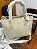 卡里普斯（CALYPSO）包包女頭層牛皮手提包女神節通勤托特包小眾設計高級感女包送禮物 米白色 曬單實(shí)拍圖