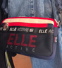 ELLE ACTIVE輕復古法式斜挎包女士時(shí)尚潮流運動(dòng)休閑輕便單肩包 藍白紅 曬單實(shí)拍圖