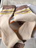 莫代爾100%純棉襪子女秋冬季10A抗菌防臭新疆棉襪雙針條紋撞色長(cháng)襪5雙裝 曬單實(shí)拍圖