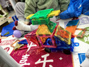彌鹿（MiDeer）兒童彩窗磁力片積木生日六一兒童節禮物棒磁鐵磁吸益智玩具禮盒 100片鉆面彩窗-含小車(chē)*2+收納袋 曬單實(shí)拍圖