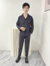 Charm Kendo睡衣男春秋款男士睡衣純棉薄款衣服長(cháng)袖長(cháng)褲家居服生日禮物送男友 深灰 XL (120-140) 曬單實(shí)拍圖