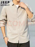 JEEP SPIRIT吉普長(cháng)袖襯衫男春季棉麻上衣服休閑襯衣外套男裝 淺灰 2XL 曬單實(shí)拍圖